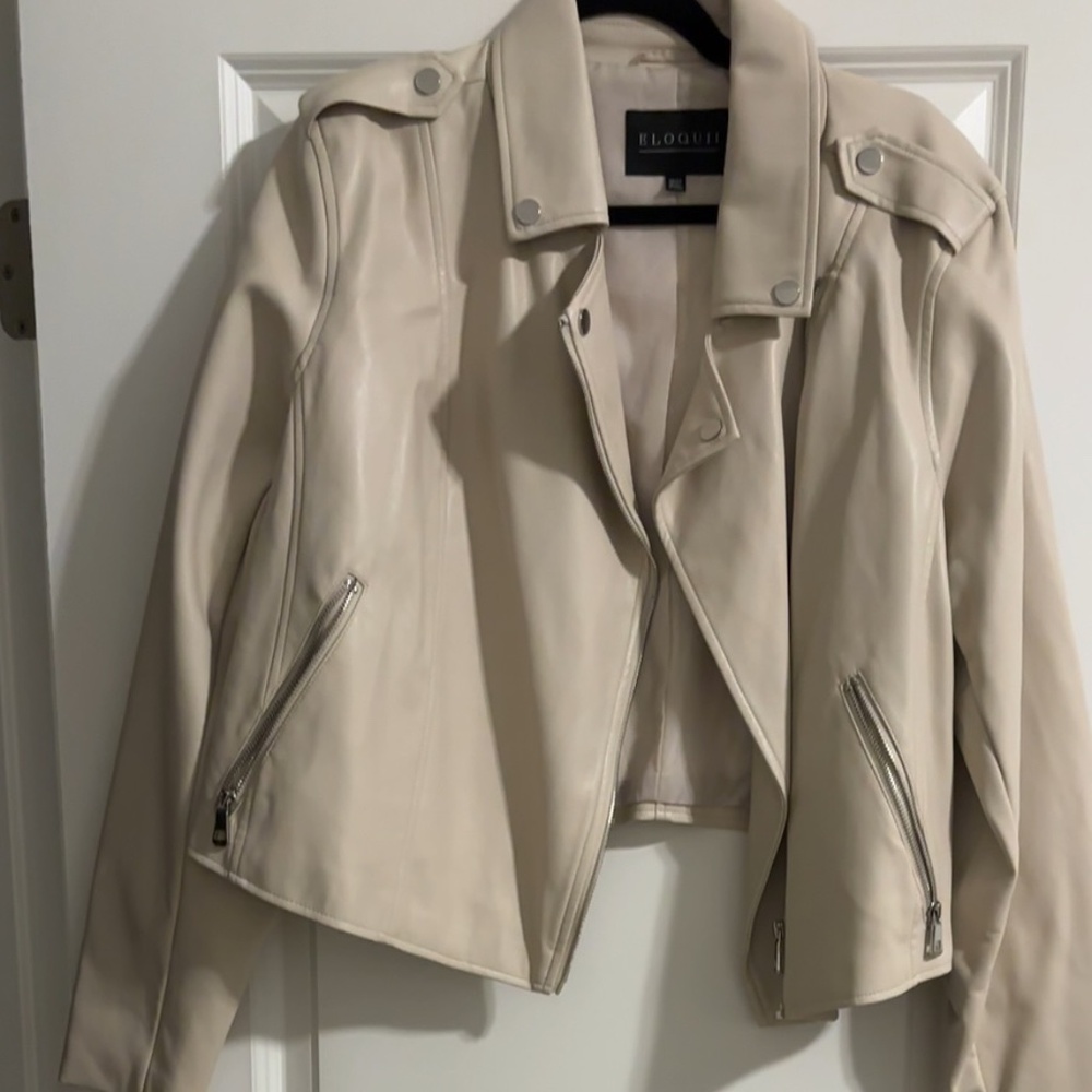 Faux Cream Leather Jacket